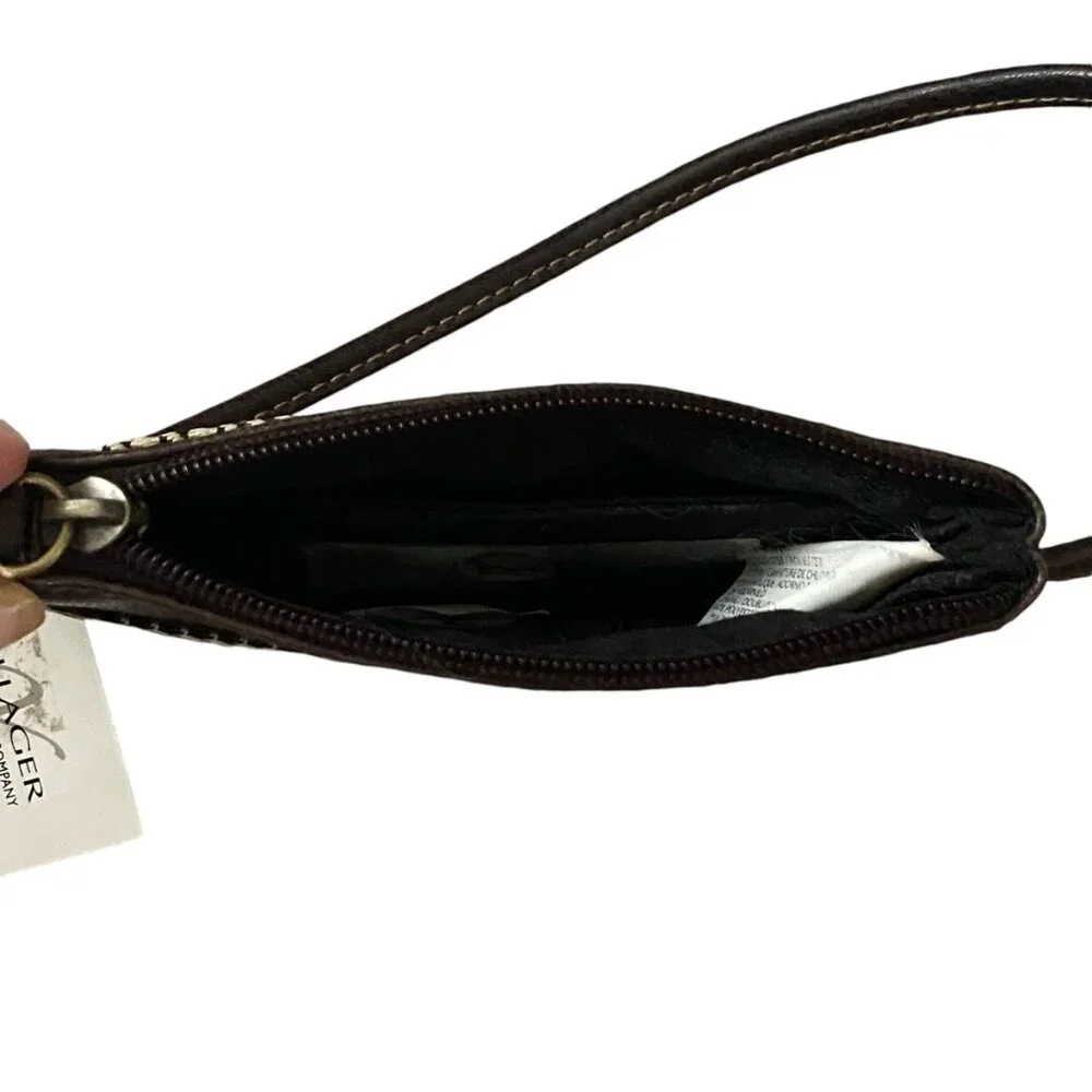 Villager by Liz Claiborne brown and tan mini bag wristlet pouch wallet NWT